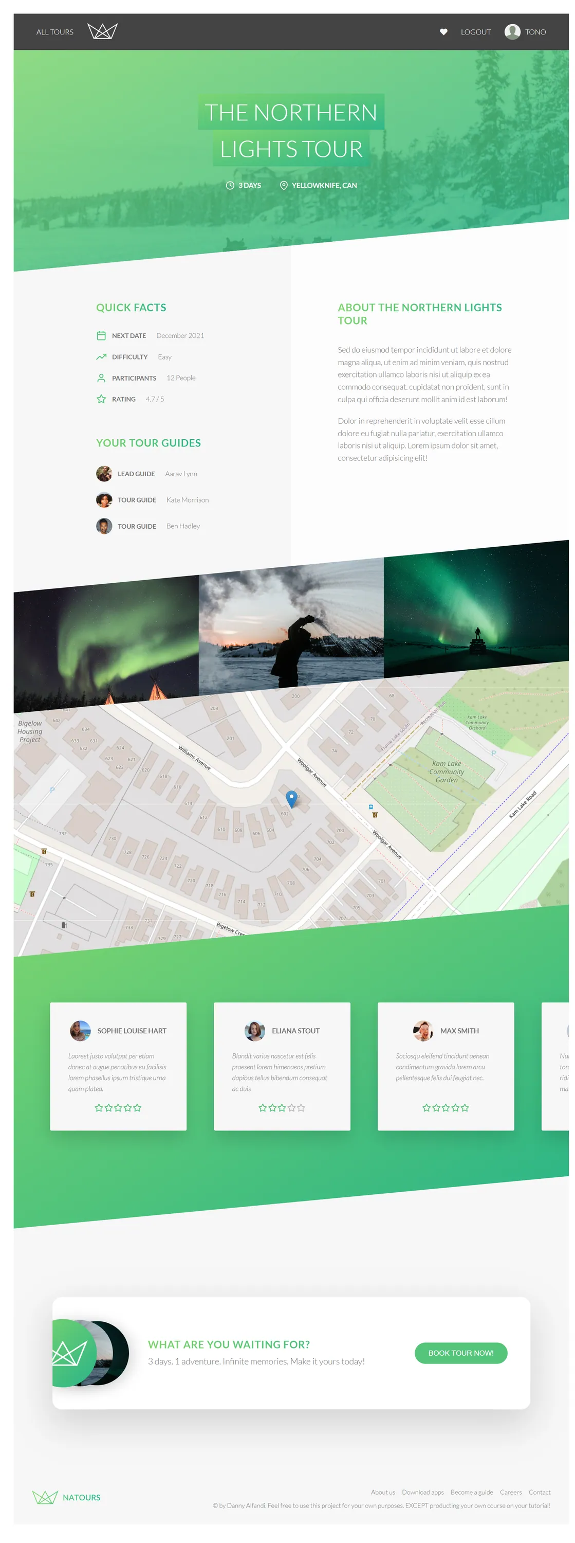 Screenshot of Natours (travel)